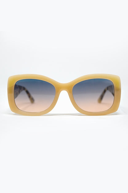 Q2 Beige Oversized Oval Sunglasses in Acetate