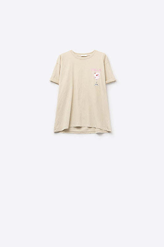Q2 Beige Short Sleeve PINK TONIC T-Shirt