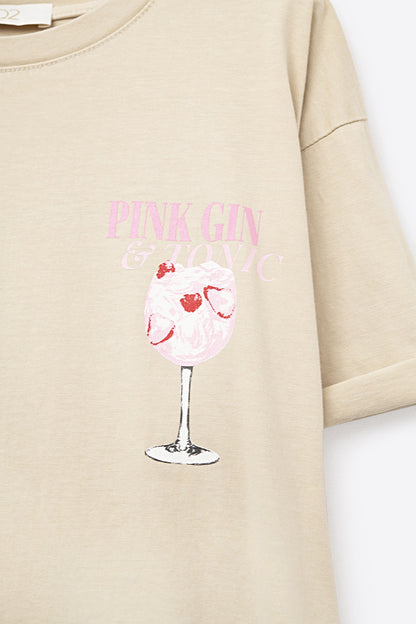 Beige Short Sleeve PINK TONIC T-Shirt
