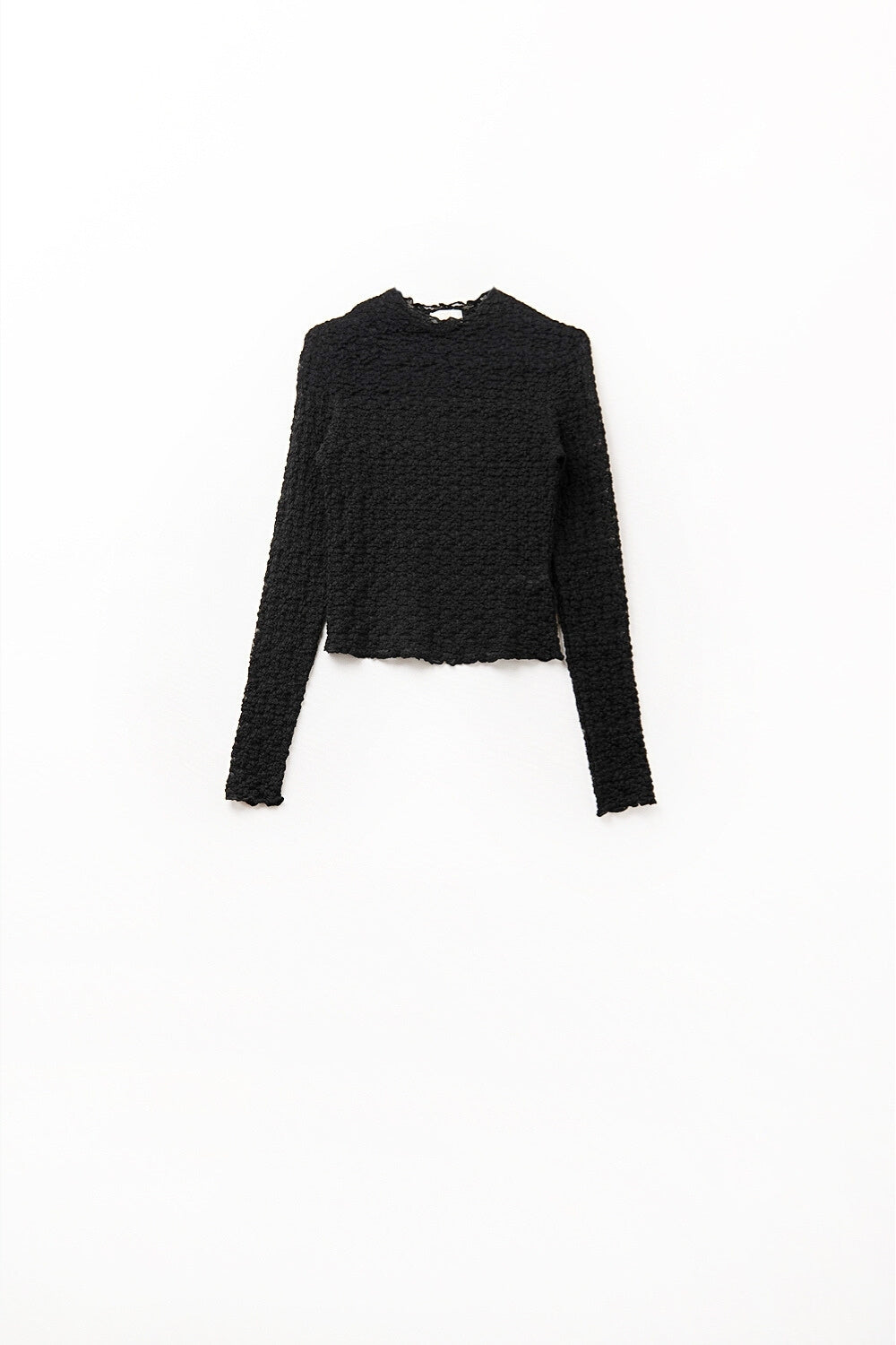 Q2 black floral see through long sleeve top