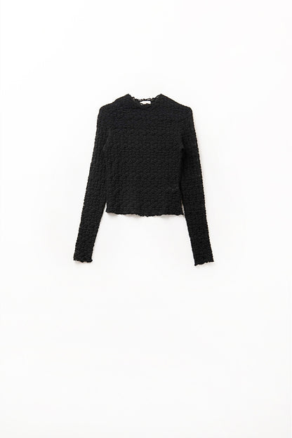 Q2 black floral see through long sleeve top