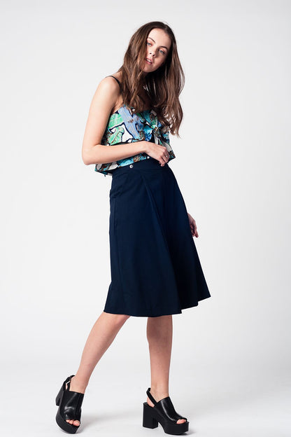 Blue navy pants skirt with silver buttons