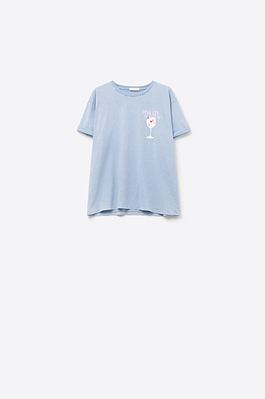 Q2 Blue Short Sleeve PINK TONIC T-Shirt