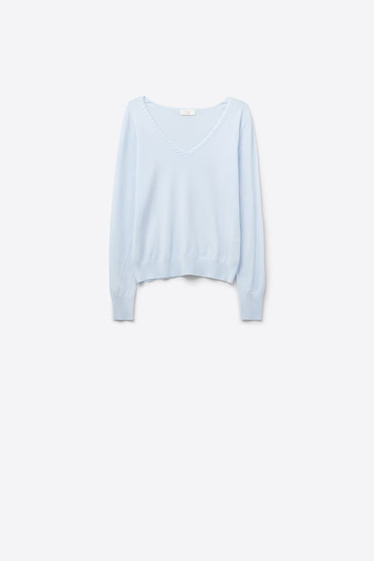 Q2 Blue sweater with V neckline