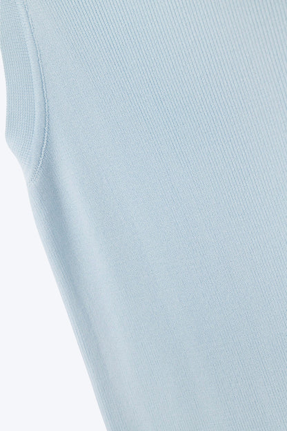 Boat Neck Comfy Ribbed Top in Baby Blue