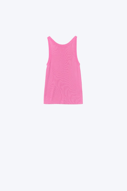 Q2 Boat Neck Comfy Ribbed Top in Fuchsia