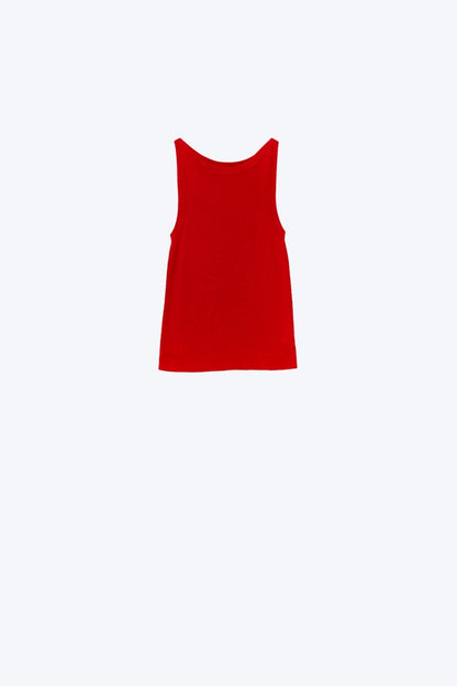 Q2 Boat Neck Comfy Ribbed Top in Ruby Red