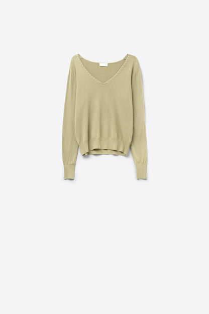 Q2 Camel sweater with V neckline
