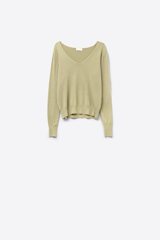 Q2 Camel sweater with V neckline