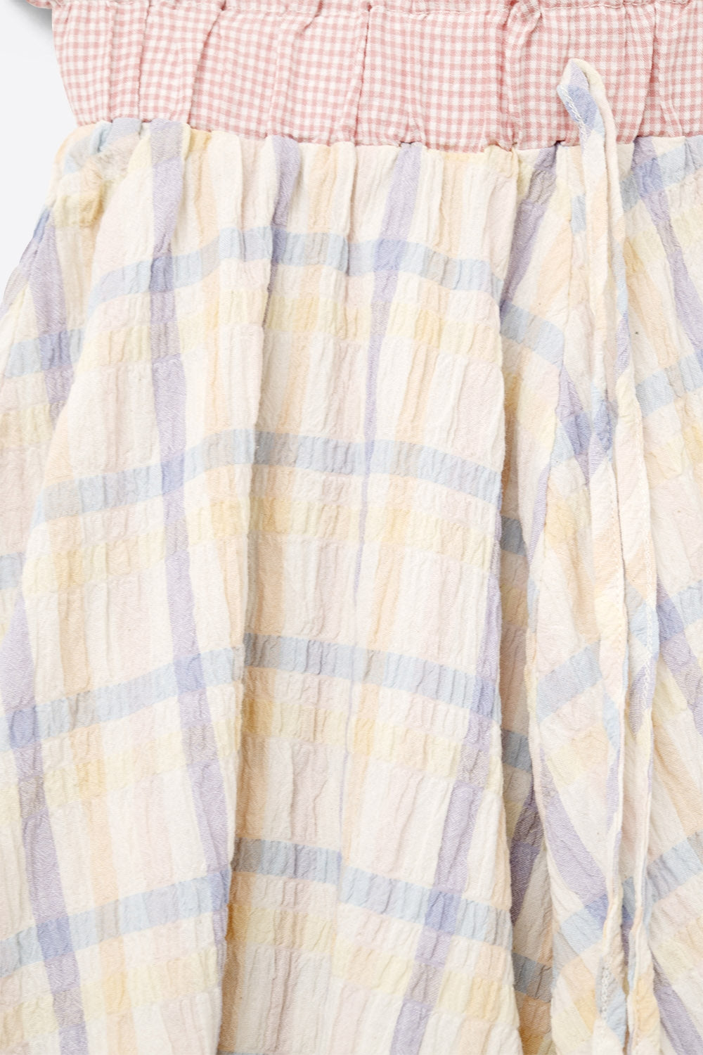 Checkered flowy short with Drawstring Waistband Multi-color