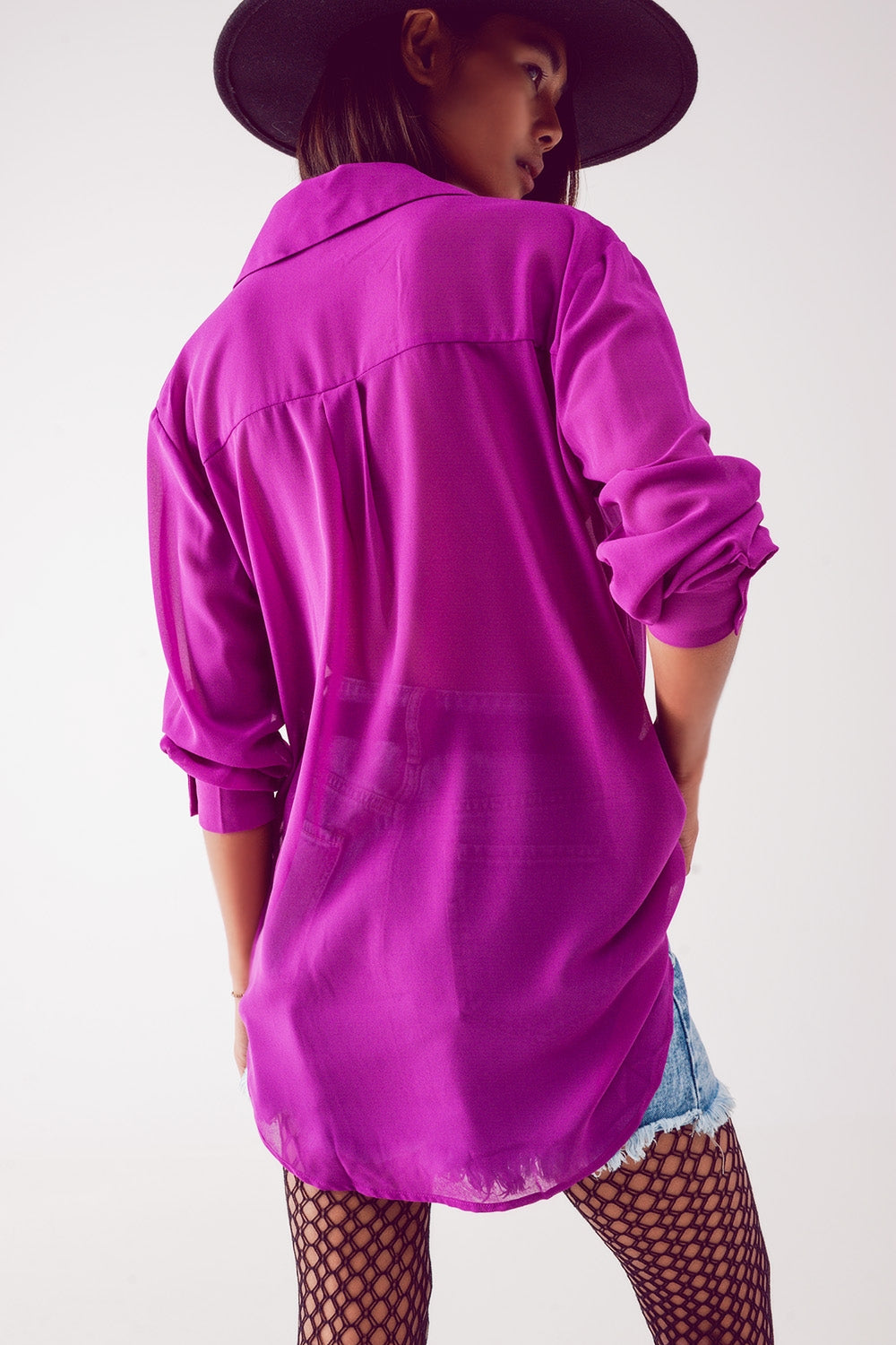 Chiffon shirt in purple