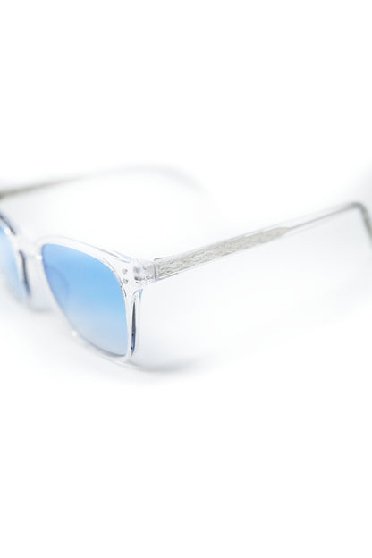 Clear Square Sunglasses with Light Blue Gradient Lenses