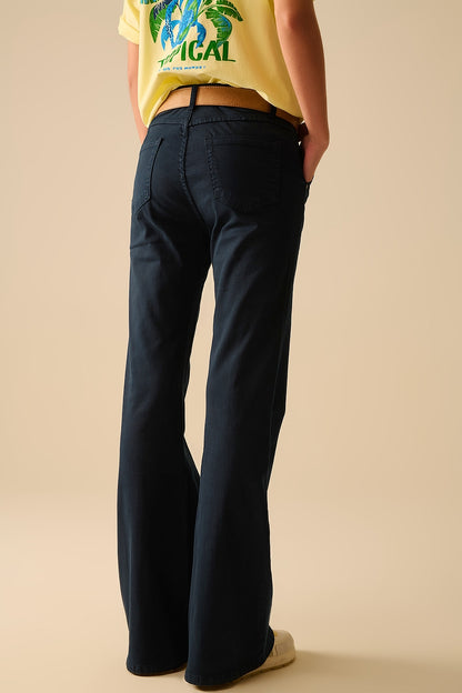 Comfy Stretcy Denim Navy Flared Jeans