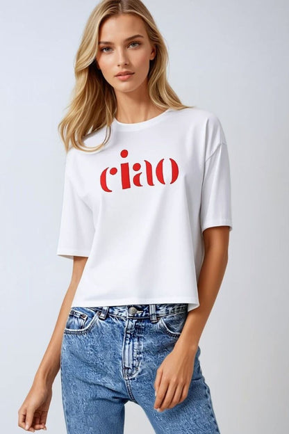 Q2 Cotton t-shirt made in Italy with Ciao logo in red