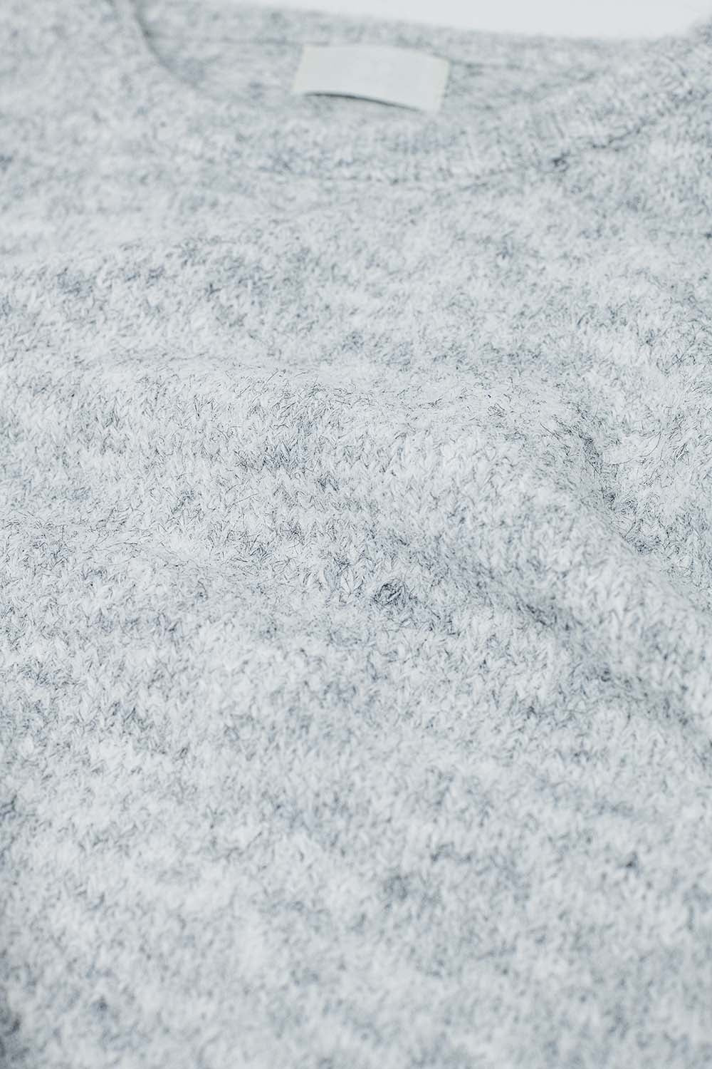 Cozy Balloon Sleeve Sweater in light grey