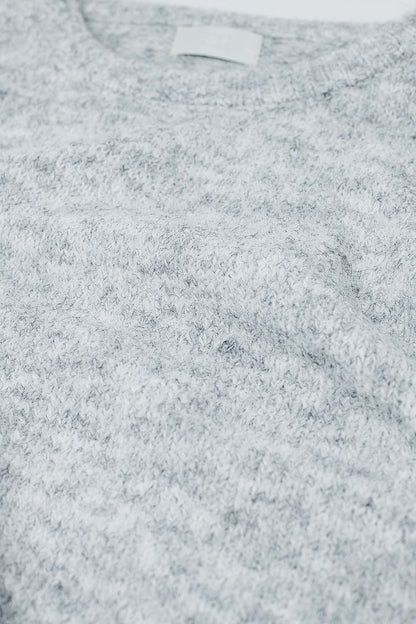 Cozy Balloon Sleeve Sweater in light grey