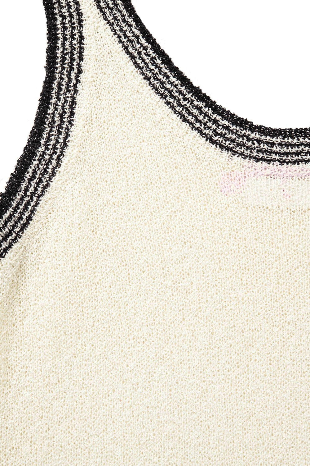 Cream Knit Tank Top with Black Trim