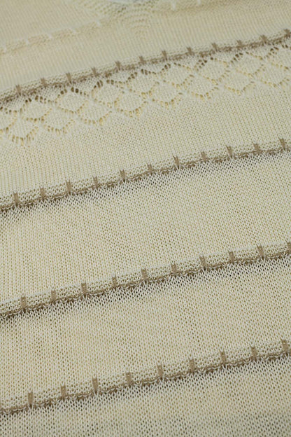 Cream Midi Sleeveless Dress With V-neck and Crochet Design