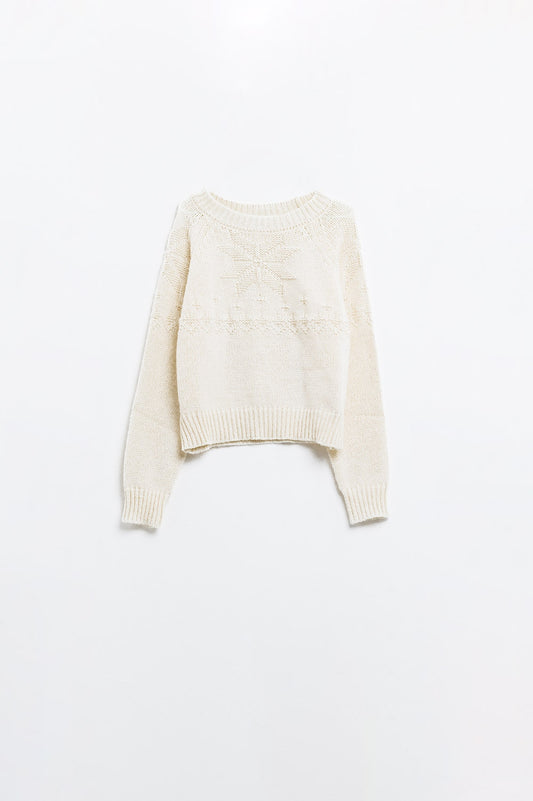 Q2 Cream sweater with Christmas detail