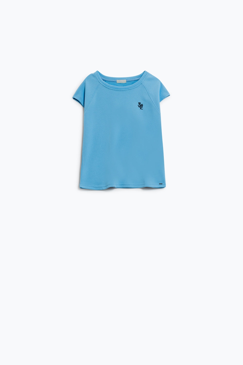 Crew Neck T-shirt with Love Logo on Chest in Blue piqué point