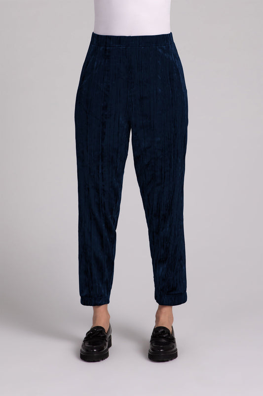 Crinkle Velvet Half Cuff Jogger Pant