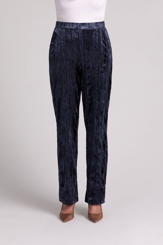 Crinkle Velvet Straight Leg Pant