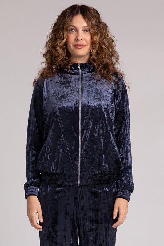 Crinkle Velvet Zip Front Warm Up