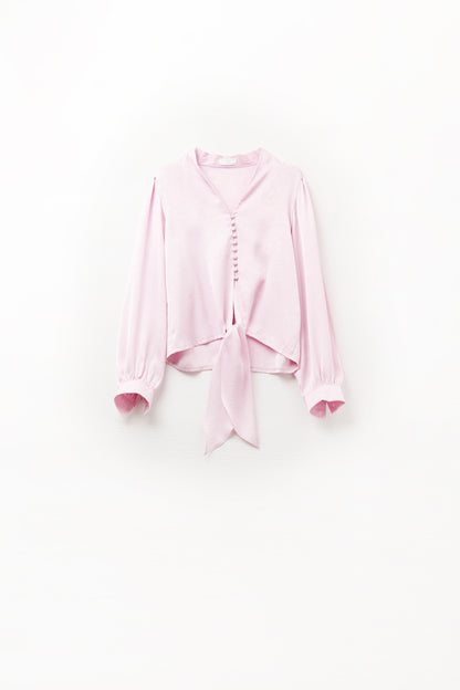 Cropped Shirt In pink Featuring knot