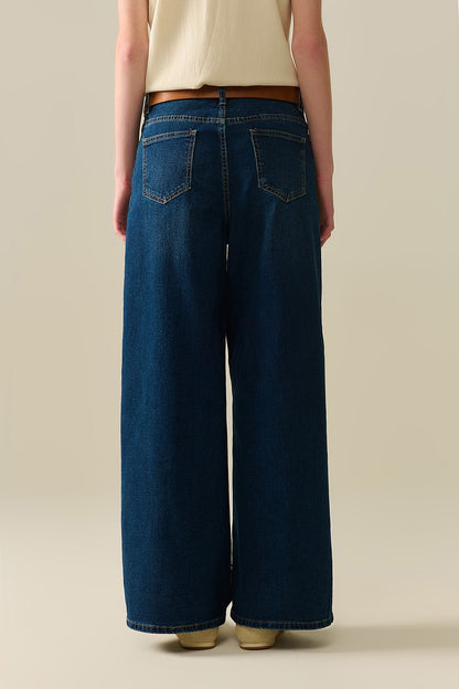 dark wash wide leg jeans
