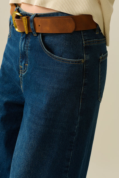 dark wash wide leg jeans