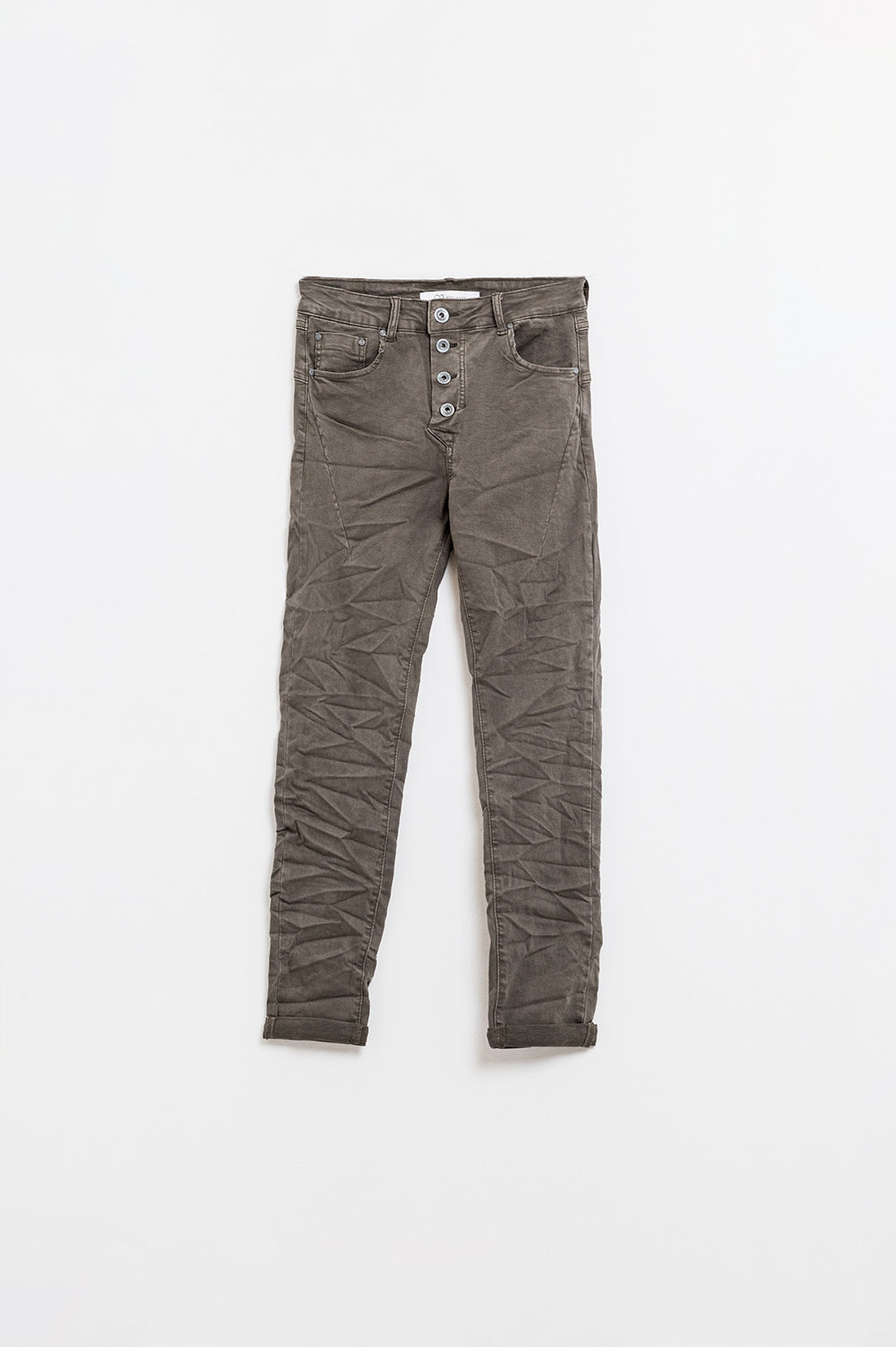 Q2 Exposed buttons skinny jeans in gray