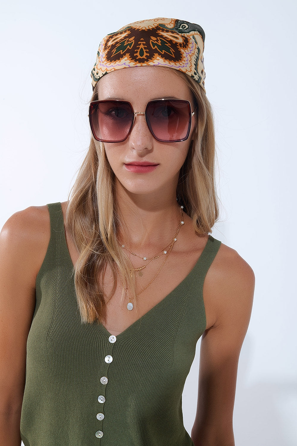 Extra Large Square Sunglasses in Brown