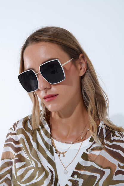 Extra Large Square Sunglasses in White