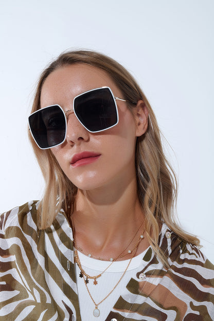 Extra Large Square Sunglasses in White