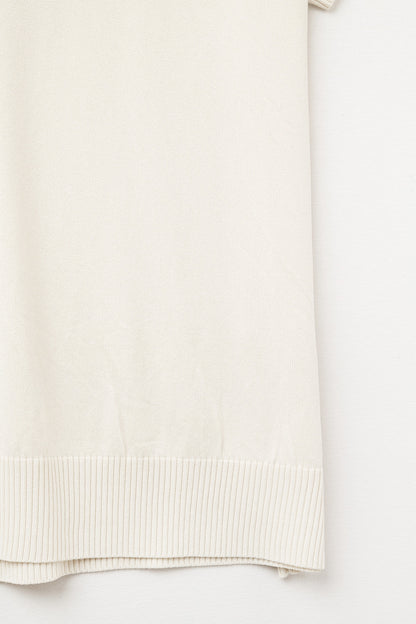 fine knit polo shirt in beige with short sleeves