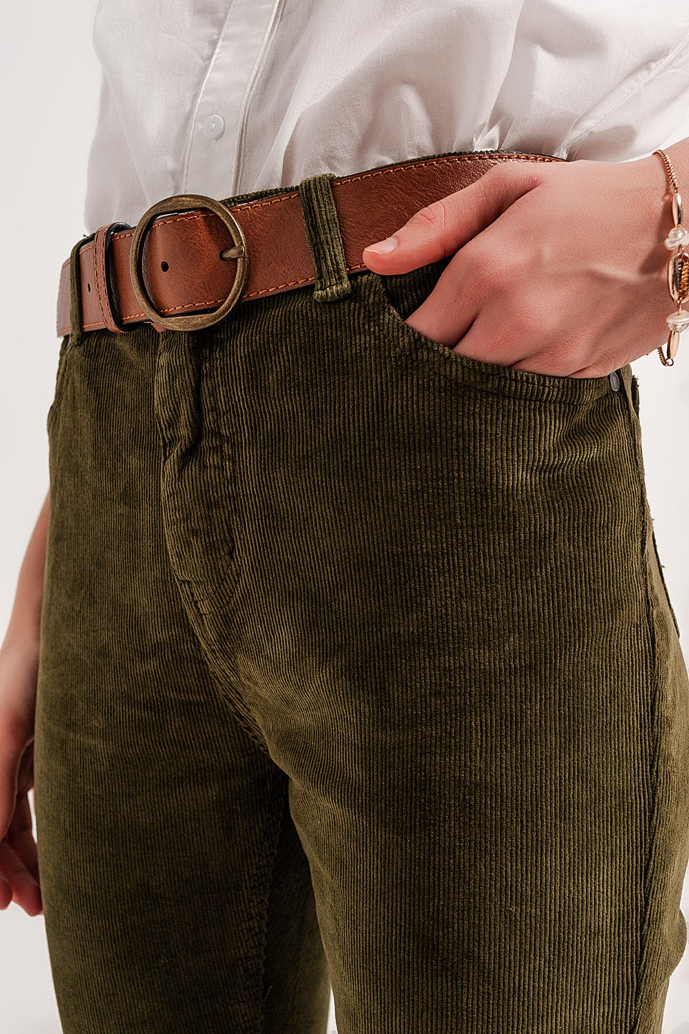 Flare corduroy pants in green