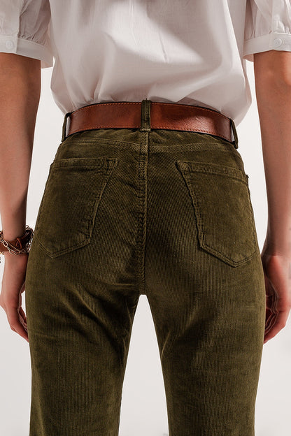 Flare corduroy pants in green