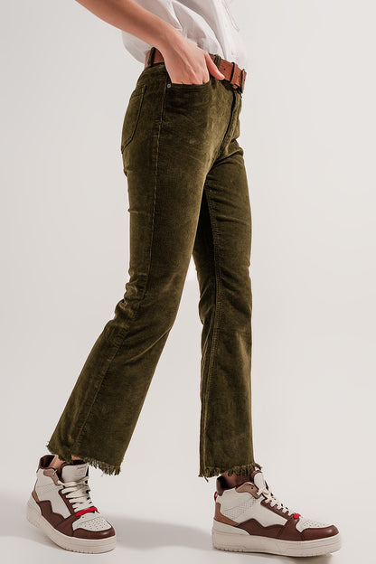 Flare corduroy pants in green