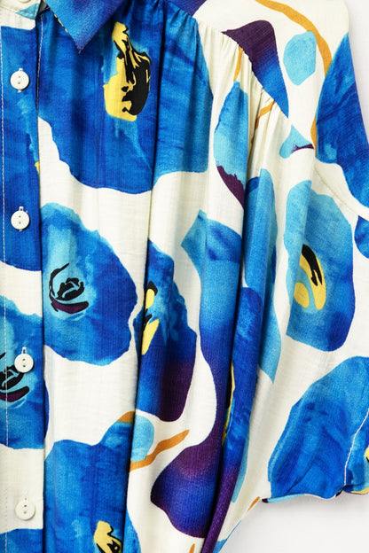 Floral Bliss Dress in Blue Cyan and Yellow details