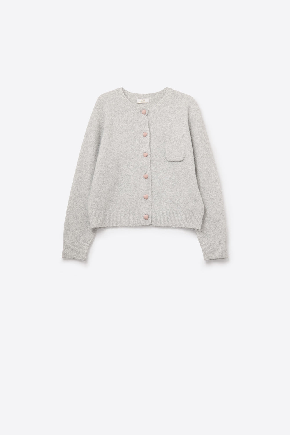 fluffy Gray Cardigan with Heart Buttons
