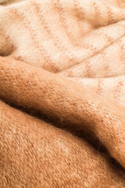 Fringed striped scarf in beige