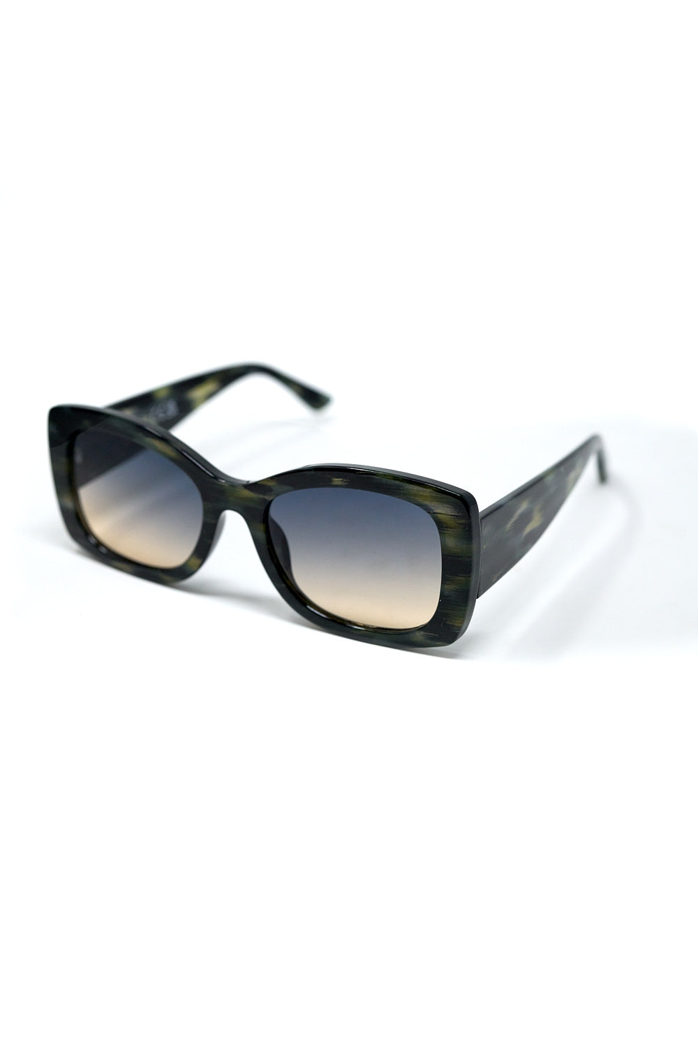 Green Tortoise Shell Oversized Oval Sunglasses in Acetate
