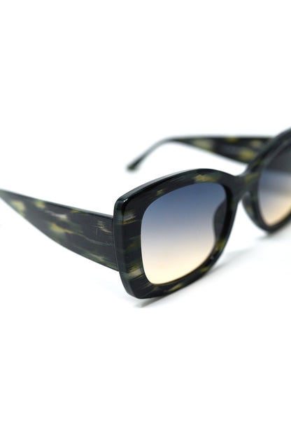 Green Tortoise Shell Oversized Oval Sunglasses in Acetate