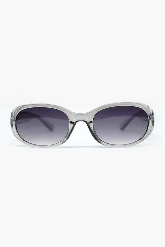 Q2 Grey Acrylic Oval Oversized Sunglasses