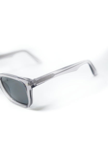 Grey Square Sunglasses with Black Gradient Lenses and metal side detail