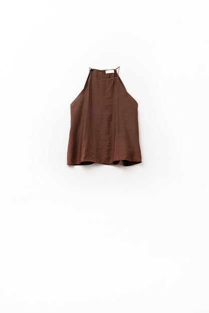 Halter Neck Basic Summer Tank in Chocolate brown