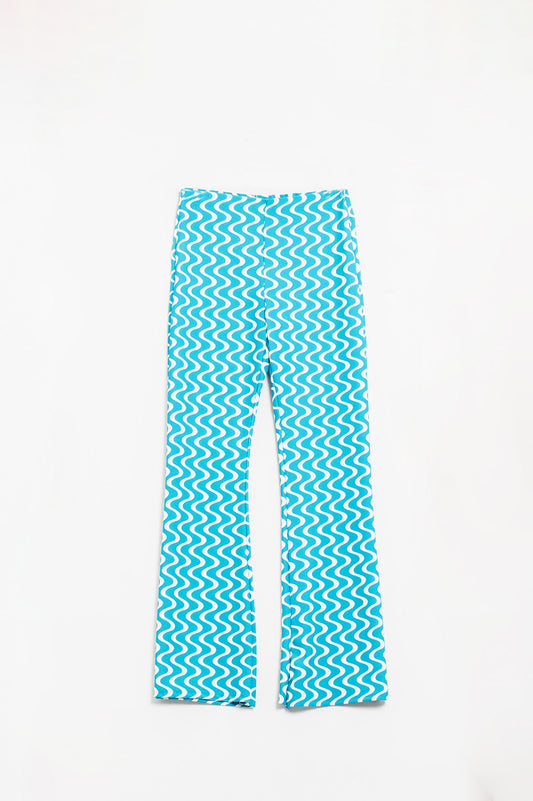 Q2 High waisted flared pants in blue 70s