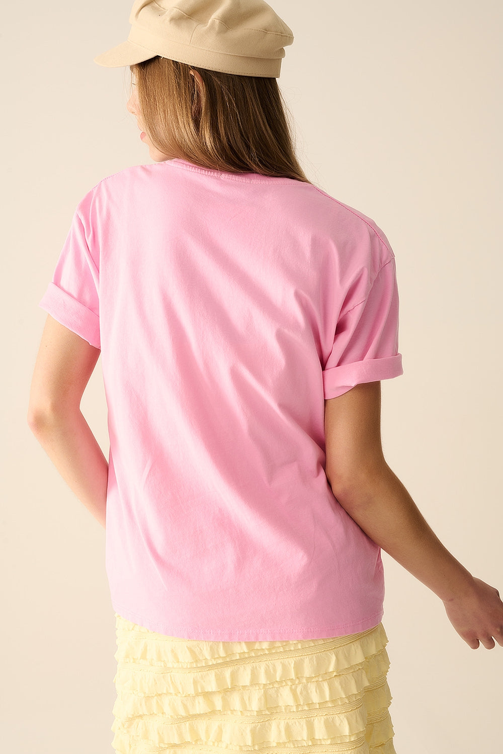 Italy La Dolce Vita Baby Pink T-shirt With Graphic Print
