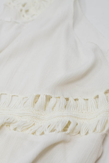 Ivory Crochet Fringed Kimono