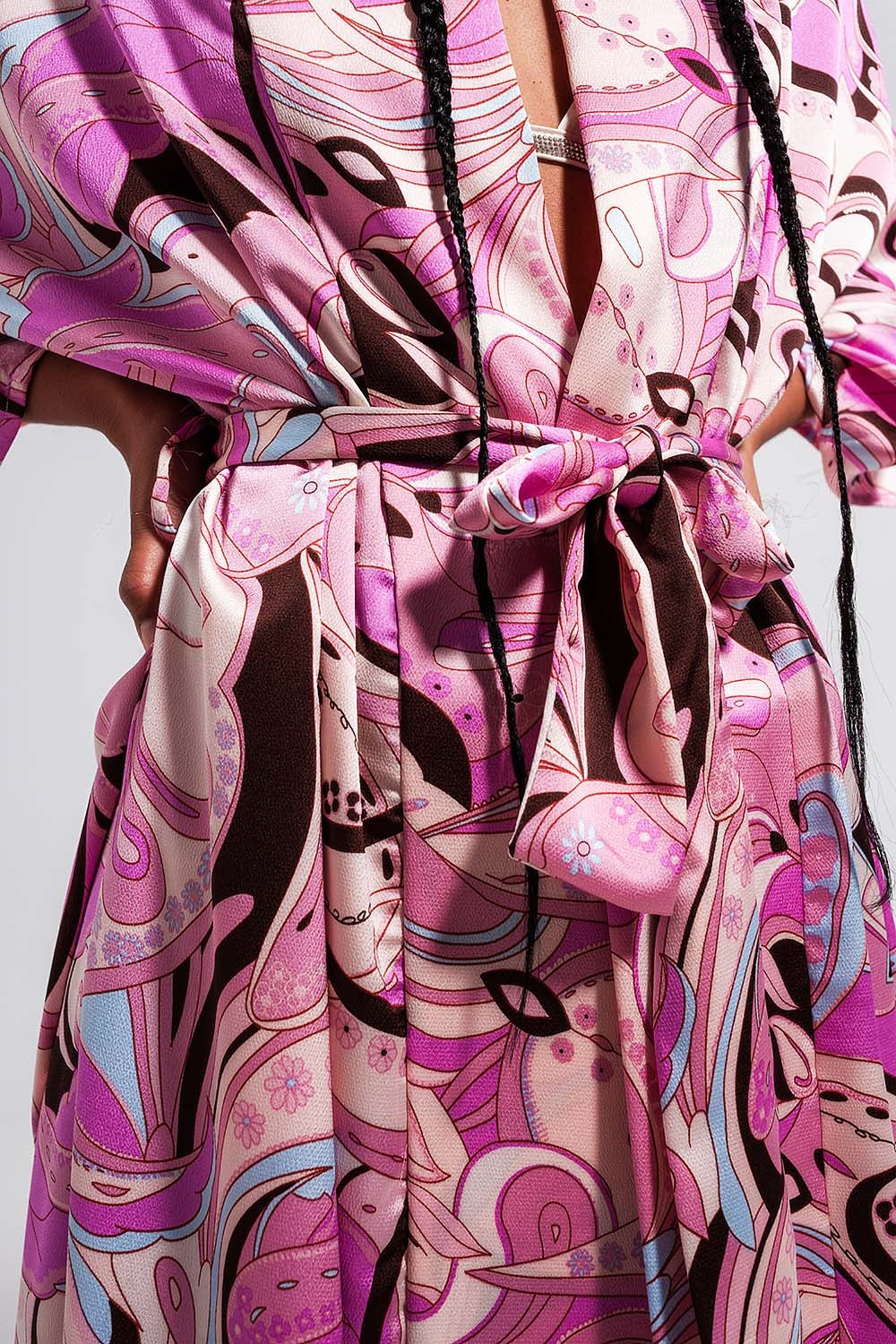 Kimono in abstract pink print